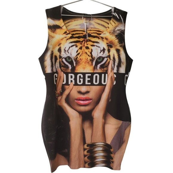 Cat Woman Plus Size Costume 3XL Bodycon Dress Caren Sport Gorgeous Sleeveless - Picture 2 of 9